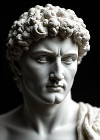 Ancient marble bust representing stoicism