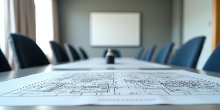 Modern boardroom with a map of ancient trade routes